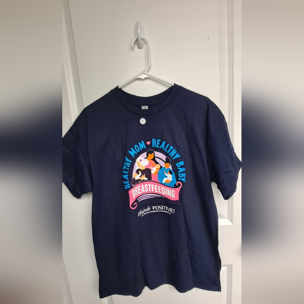 Mother's Day Healthy Mom & Healthy Baby Front Logo T-shirt Size Large.